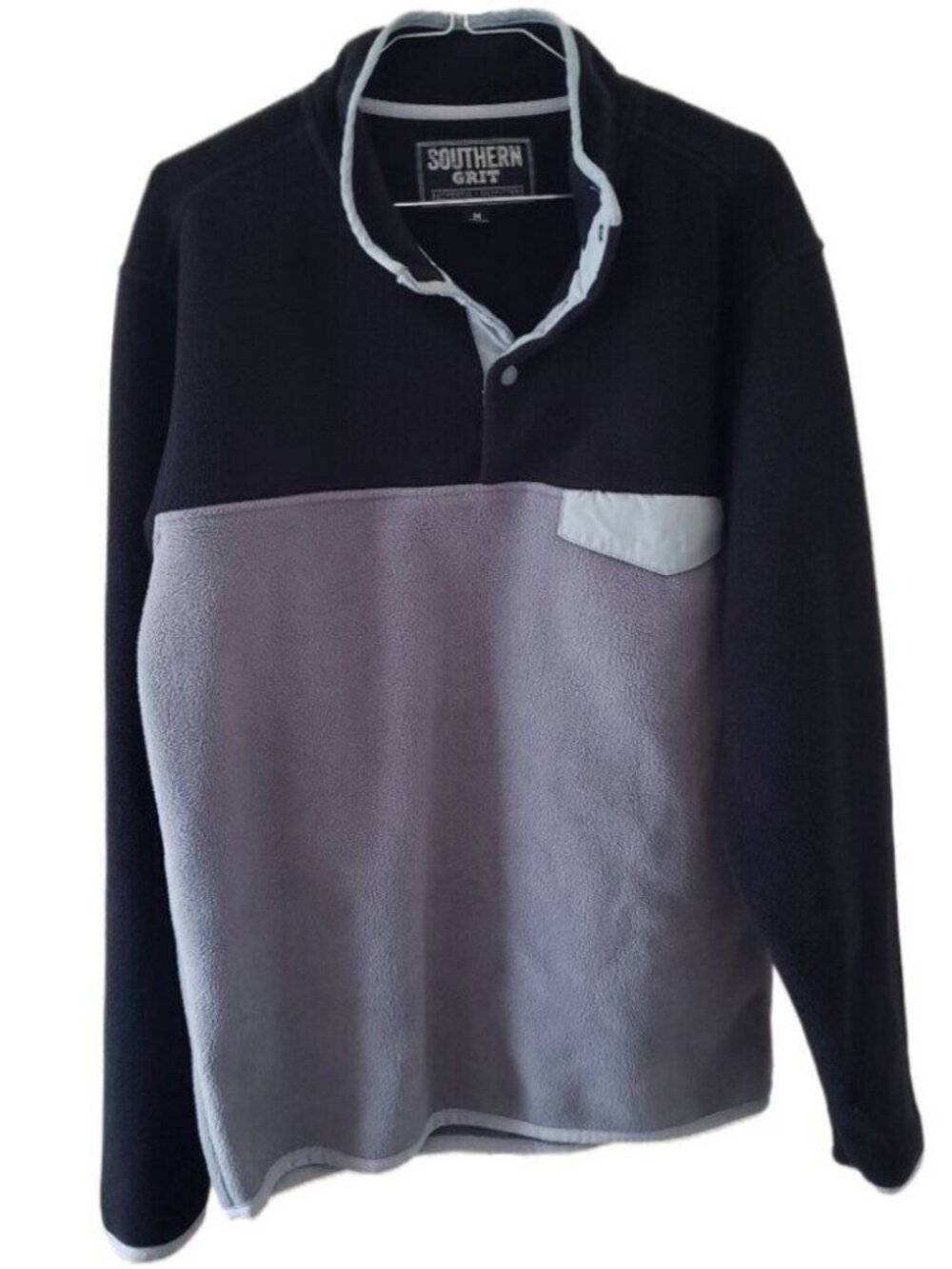 Southern Grit Men's Black & Gray 1/4 Snap Button Collar Pullover Fleece